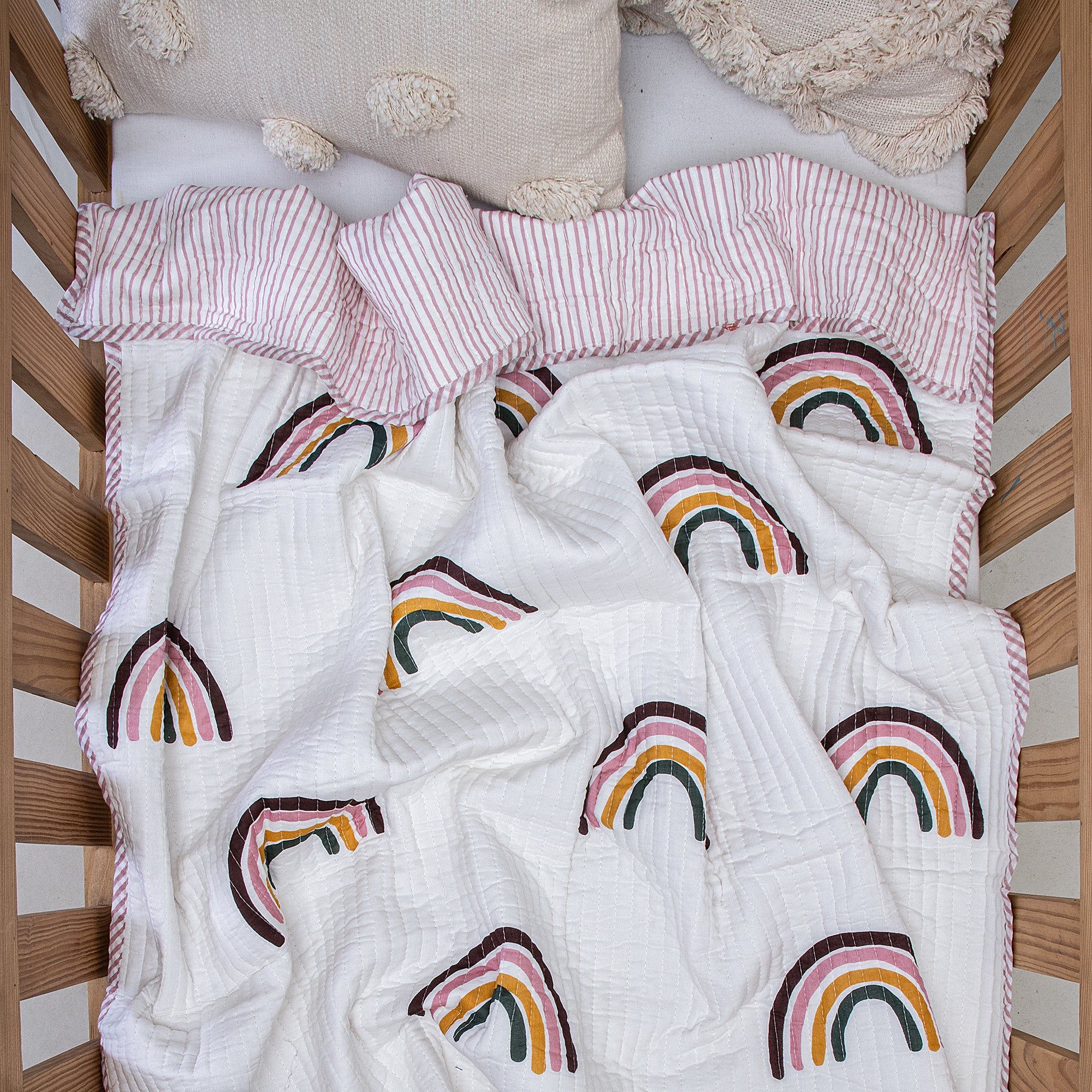 Softest Rainbow Organic Cotton Baby Quilt Blanket 134